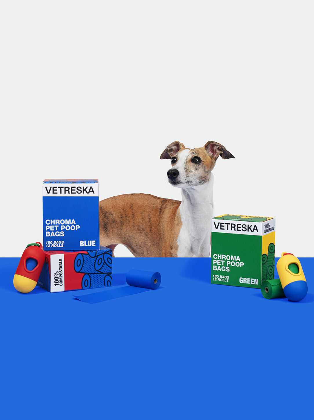 Chroma Pet Poop Bags & Dispenser- Red