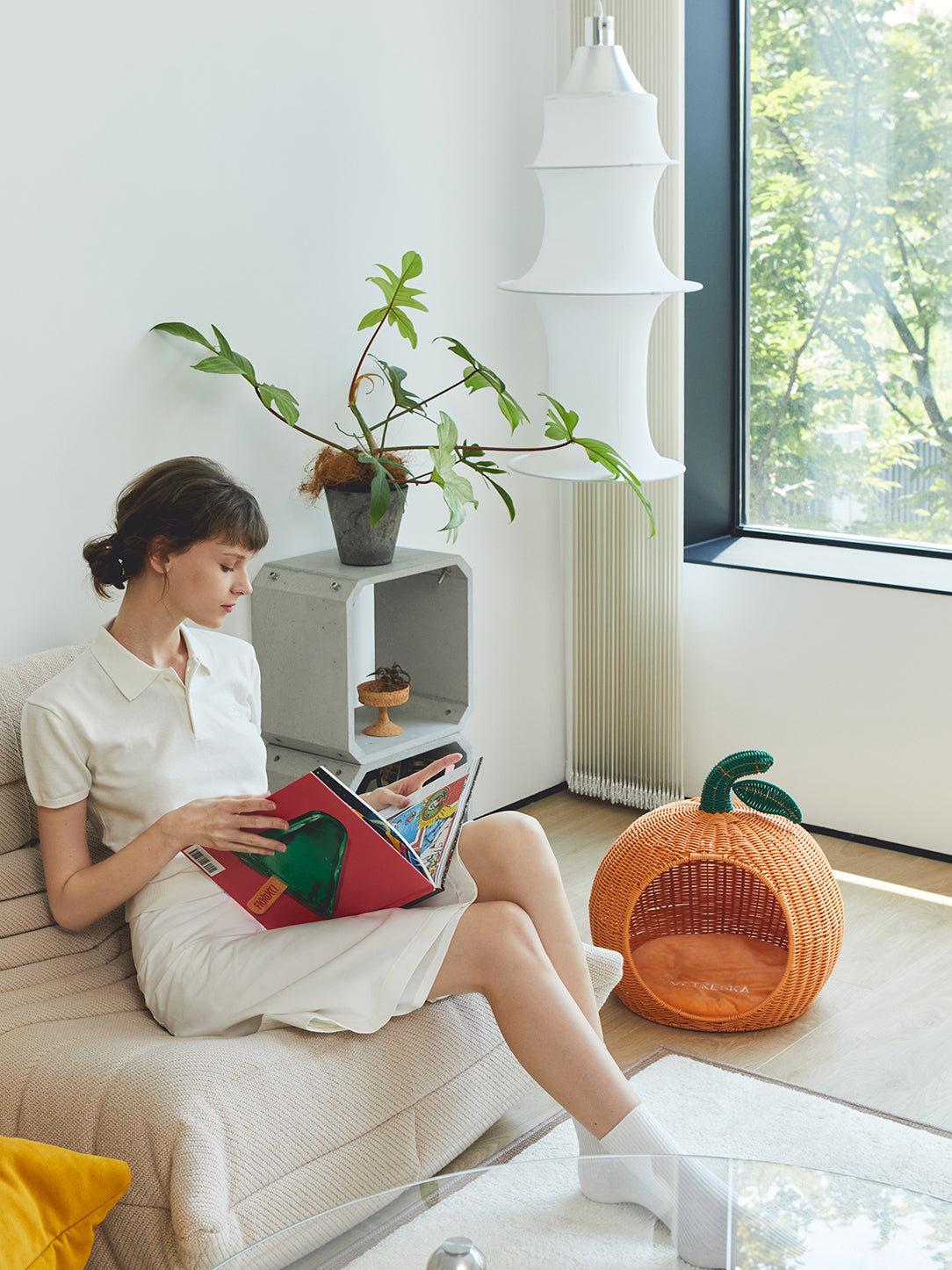 Vetreska-Tangerine Rattan Pet Bed
