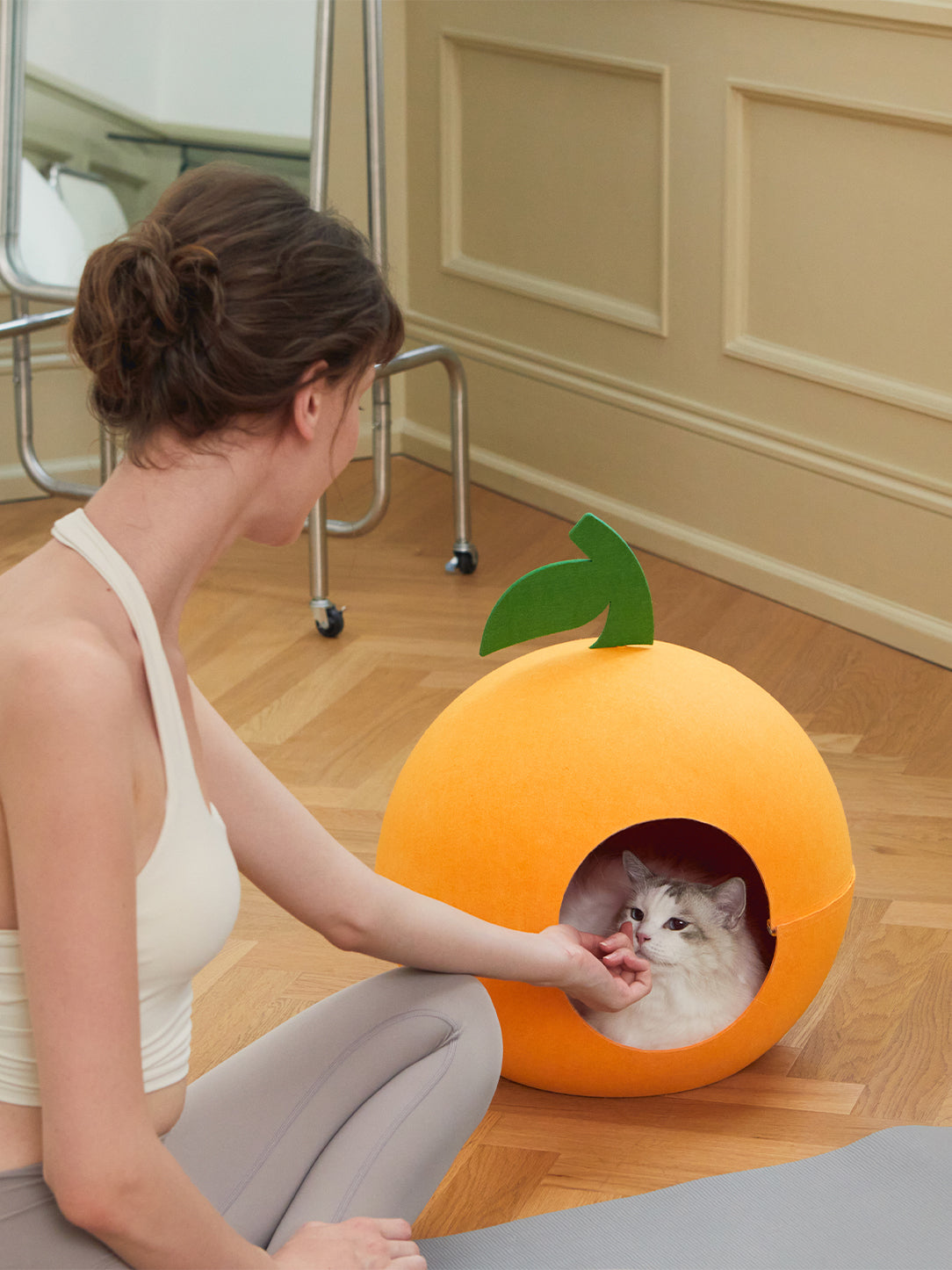 Tangerine Felt Pet Bed