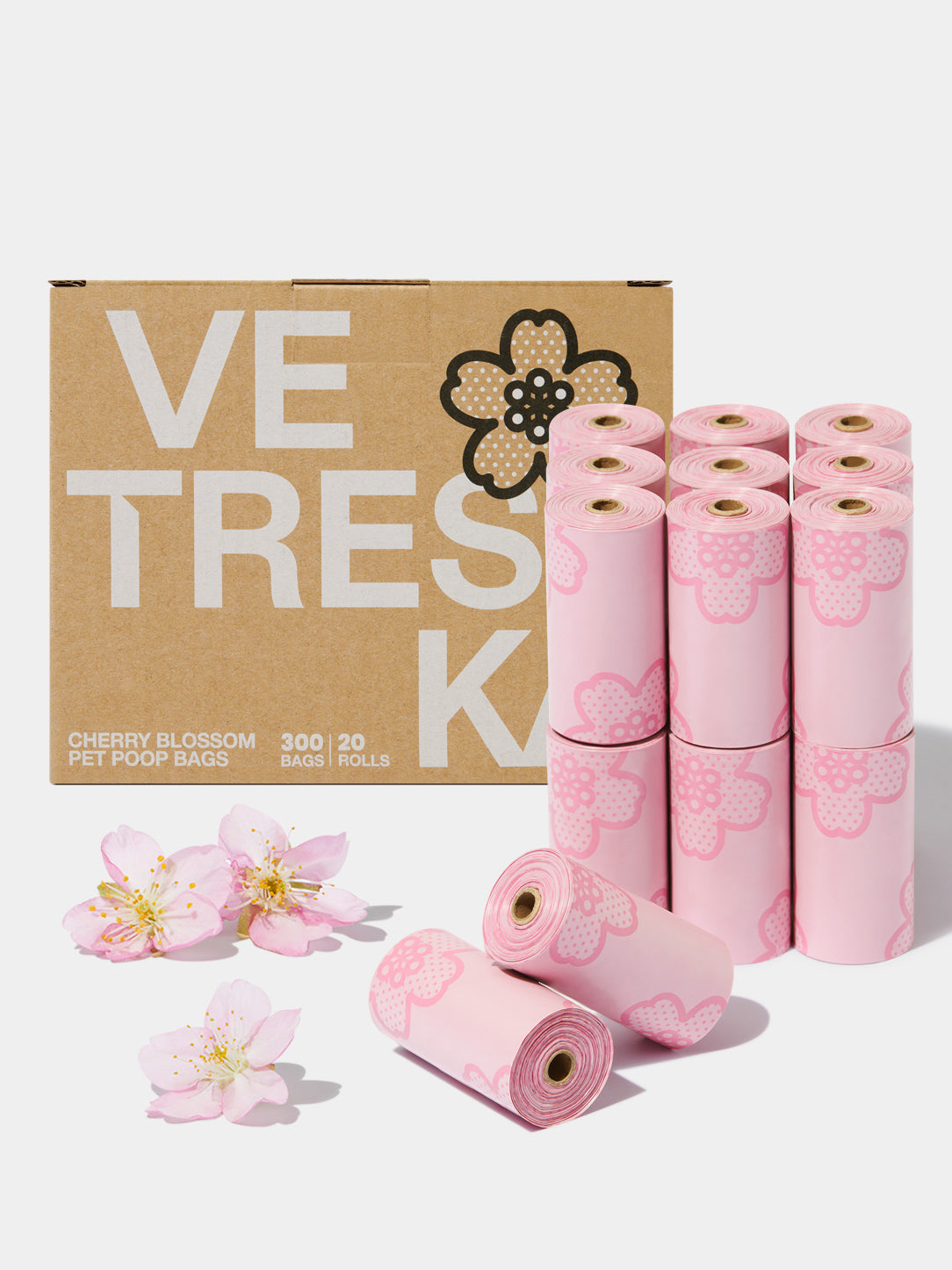 Cherry Blossom Pet Poop Bags Refill Set (20 Rolls)